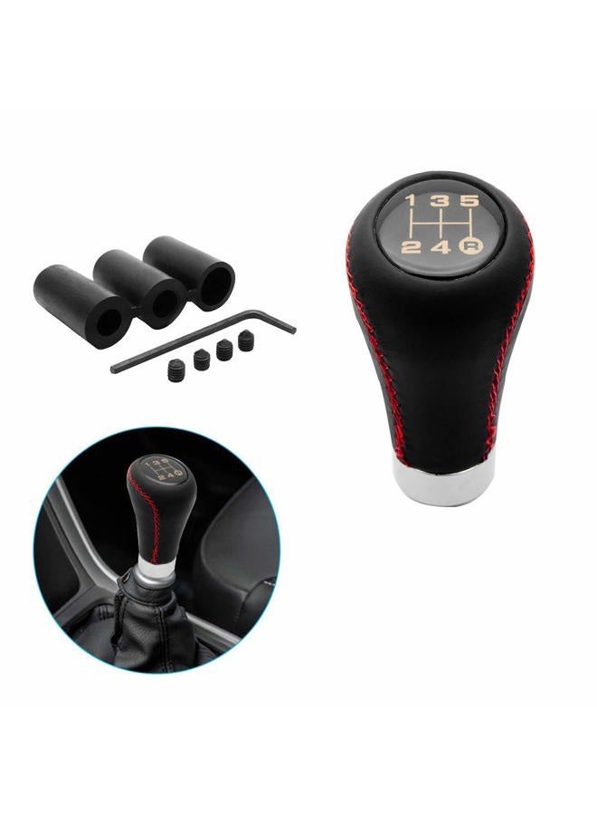 MACHSWON 5 Speed Leather Universal Gear Shift Knob, Manual Car Shift Lever, with Red Stitch - Image 4