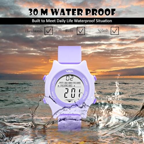 V2A Kids Watch for Boys and Girls Age 4-13 for Multi-Functional 30 M Waterproof Digital Sports Watches for 4 5 6 7 8 Year Old Boy and Girl | Birthday Gift for Kids (Purple) - Image 2
