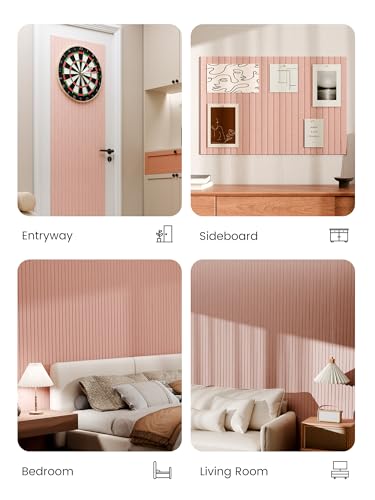 Bumusty Large Cork Board Alternative-36 x 24" Felt Bulletin Board Tiles, with 30 Pushpins, 40 Adhesive Tabs, 6-Pack Slat Wall Paneling, Cork Boards for Office Push Pin Board Felt Board-Pink - Image 5