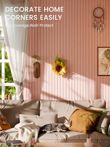 Bumusty Large Cork Board Alternative-36 x 24" Felt Bulletin Board Tiles, with 30 Pushpins, 40 Adhesive Tabs, 6-Pack Slat Wall Paneling, Cork Boards for Office Push Pin Board Felt Board-Pink - Image 4