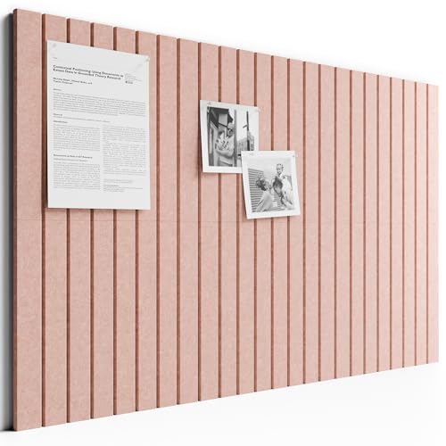 Bumusty Large Cork Board Alternative-36 x 24" Felt Bulletin Board Tiles, with 30 Pushpins, 40 Adhesive Tabs, 6-Pack Slat Wall Paneling, Cork Boards for Office Push Pin Board Felt Board-Pink - Image 1