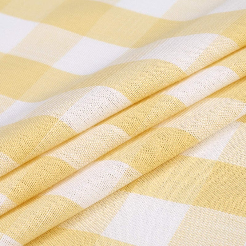 Bapawfish Yellow Buffalo Plaid Cafe Curtains Farmhouse Tiers Kitchen Curtain 24 Inches Long, Gingham Check Rod Pocket Half Window Short Drapes for Kitchens Bathroom, 28" x 24", Yellow/White, Set of 2 - Image 4