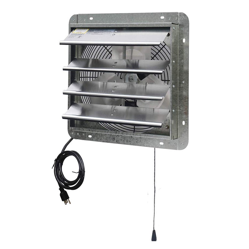 Iliving iLIVING 14 Wall Mounted Shutter Exhaust Thermostat Control3 Speeds Vent Fan For Home Attic Shed or Garage Ventilation 850 CFM 1300 SQF Coverage Area Variable Silver 