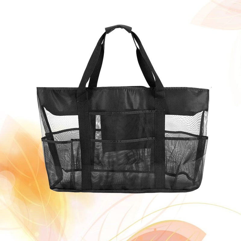 Portable Mesh Travel Net Cloth Beach Bag Storage Bag Breathable Net Bag(Black) - Image 5
