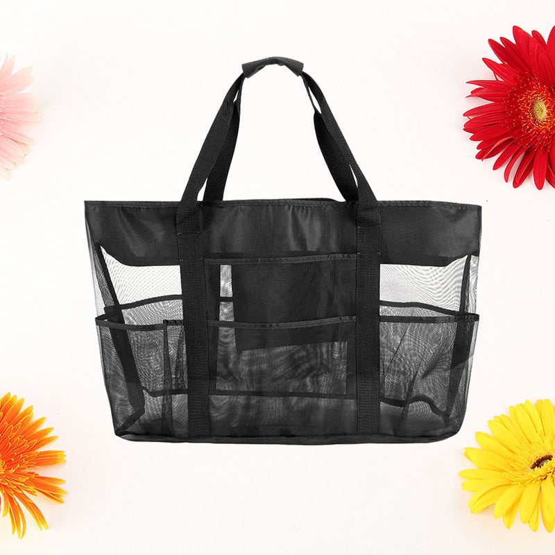 Portable Mesh Travel Net Cloth Beach Bag Storage Bag Breathable Net Bag(Black) - Image 3