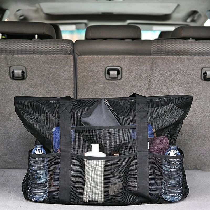 Portable Mesh Travel Net Cloth Beach Bag Storage Bag Breathable Net Bag(Black) - Image 4