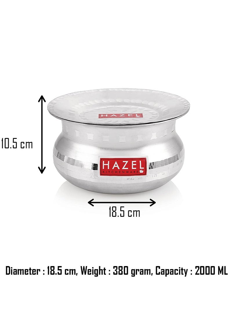 Hazel HAZEL Biryani Pot| Aluminium Biryani Handi Set, 2000 ML| Premium Aluminium Hammered Finish Tope, Patila Handi | Multipurpose Aluminium Cooking Utensils for Kitchen - Image 4