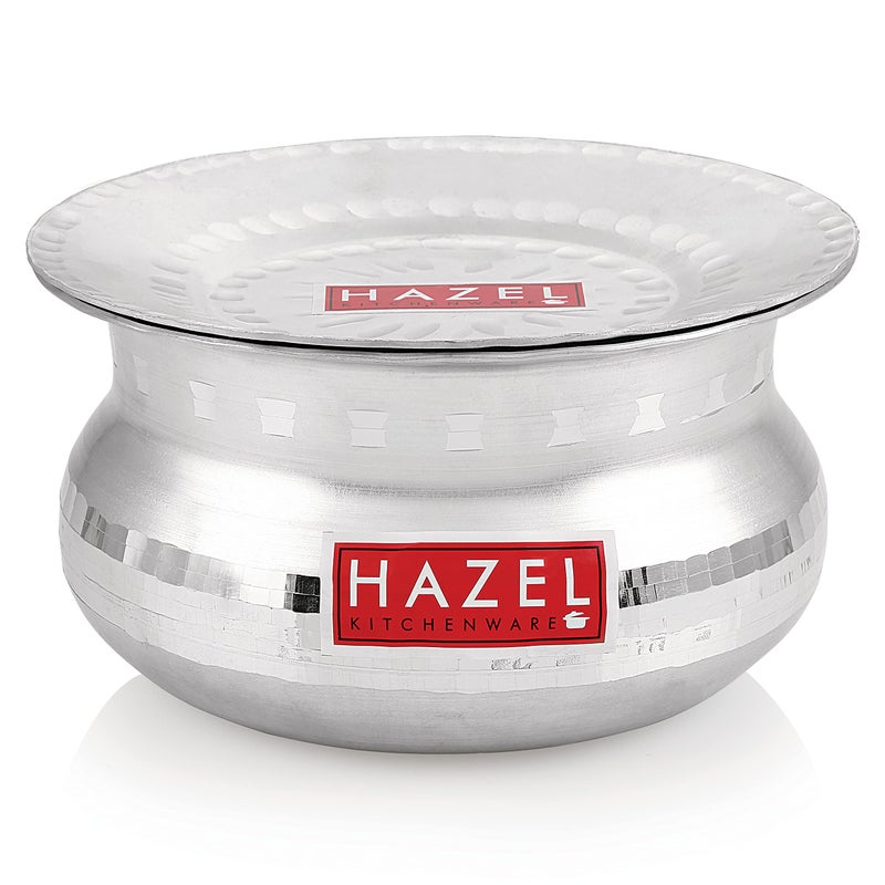 Hazel HAZEL Biryani Pot| Aluminium Biryani Handi Set, 2000 ML| Premium Aluminium Hammered Finish Tope, Patila Handi | Multipurpose Aluminium Cooking Utensils for Kitchen - Image 5