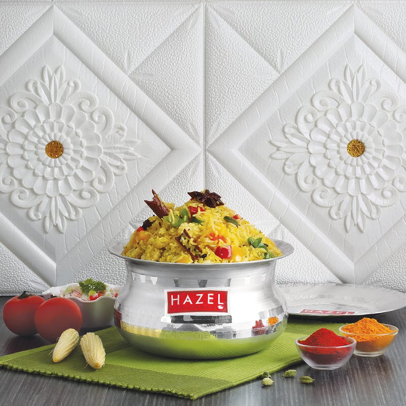 Hazel HAZEL Biryani Pot| Aluminium Biryani Handi Set, 2000 ML| Premium Aluminium Hammered Finish Tope, Patila Handi | Multipurpose Aluminium Cooking Utensils for Kitchen - Image 1