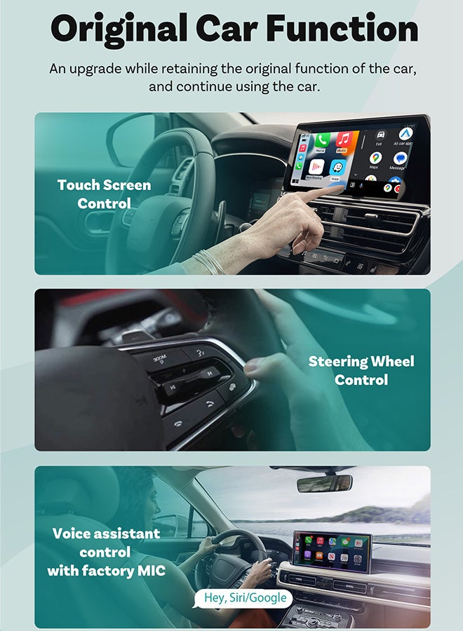Ottocast 2 in 1 Mini Wireless Carplay, Android Auto USB Adapter, Bluetooth Car Accessories, 2 in 1 Conversion, Wired to Wireless Apple Car Play, Plug and Play, Low Latency - Image 4