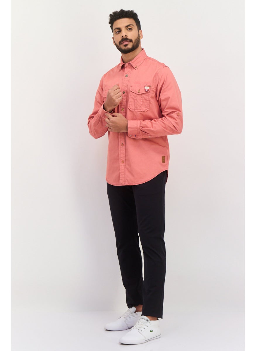 Men Regular Fit Embroidered Logo Long Sleeve Casual Shirt, Orange - pzsku/ZD399499958E7EB31F49CZ/45/_/1737642413/ca39424a-0a49-4d20-aa87-9586bfa4d87f