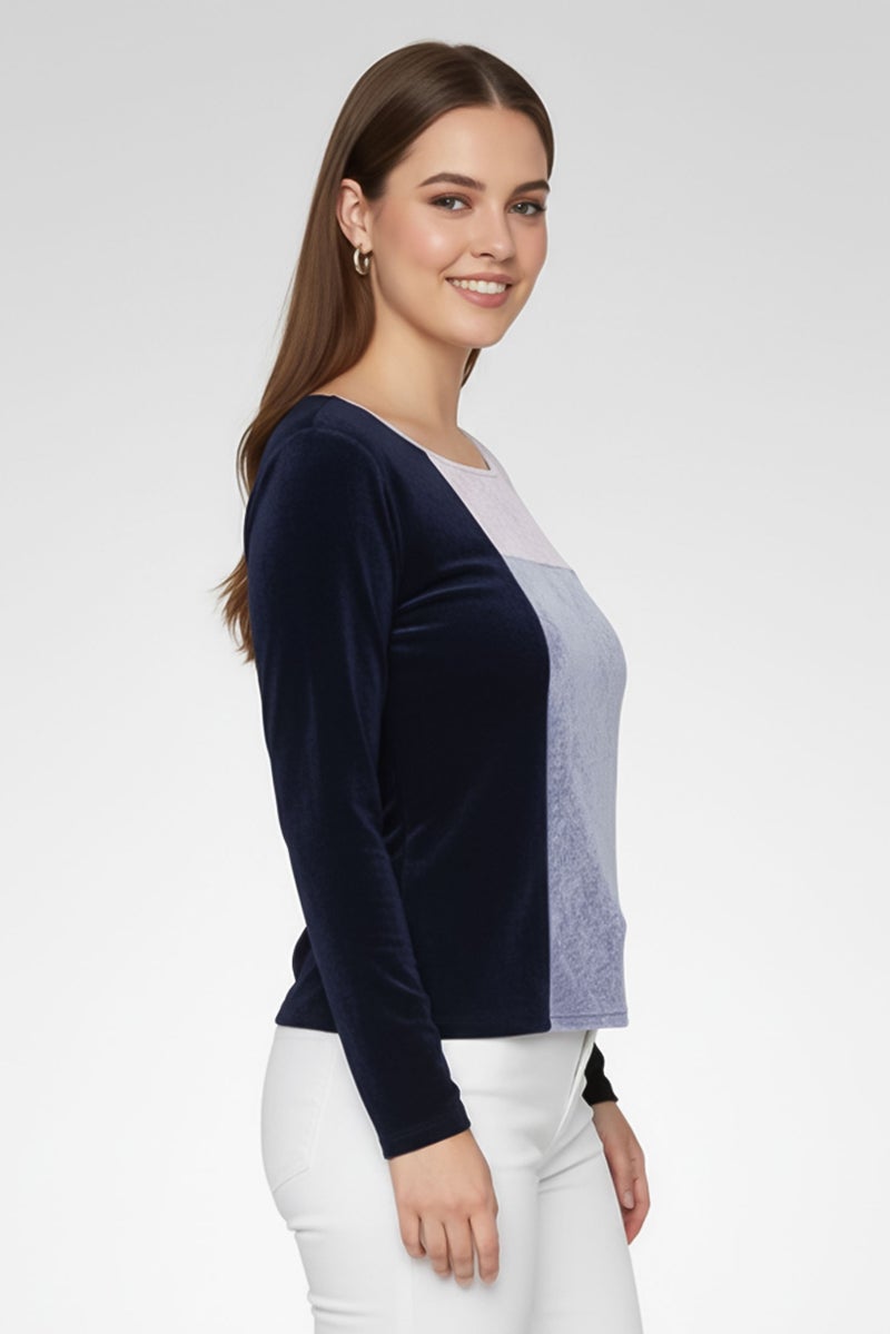 armani Emporio Armani Women Round Neck Color Block Long Sleeves Top, Multicolor - Image 4
