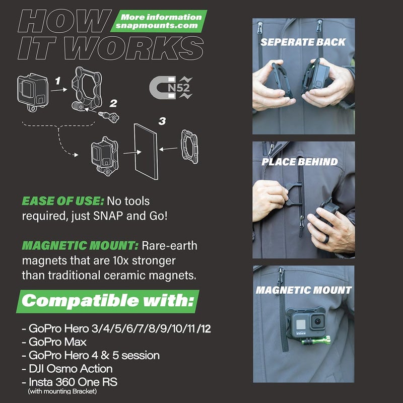 SNAP Mounts Magnetic Action Camera Chest Mount for GoPro & DJI Osmo Action - Image 4