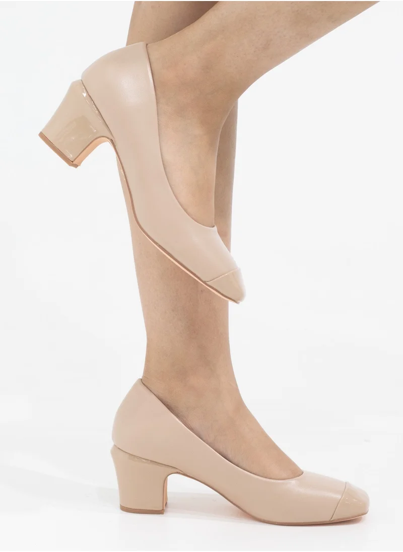 LAMARAPARIS Delilah comfy 5cm heel pointy court shoe nude