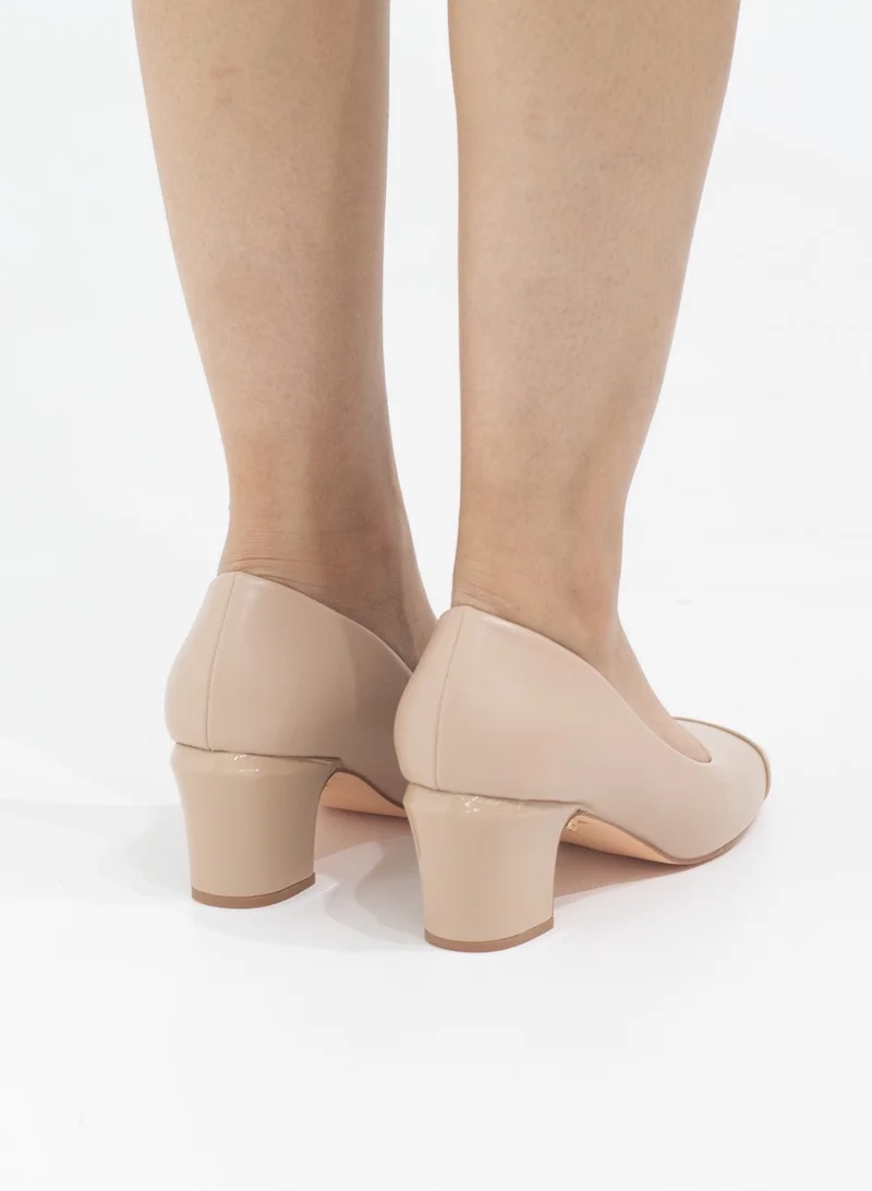 LAMARAPARIS Delilah comfy 5cm heel pointy court shoe nude