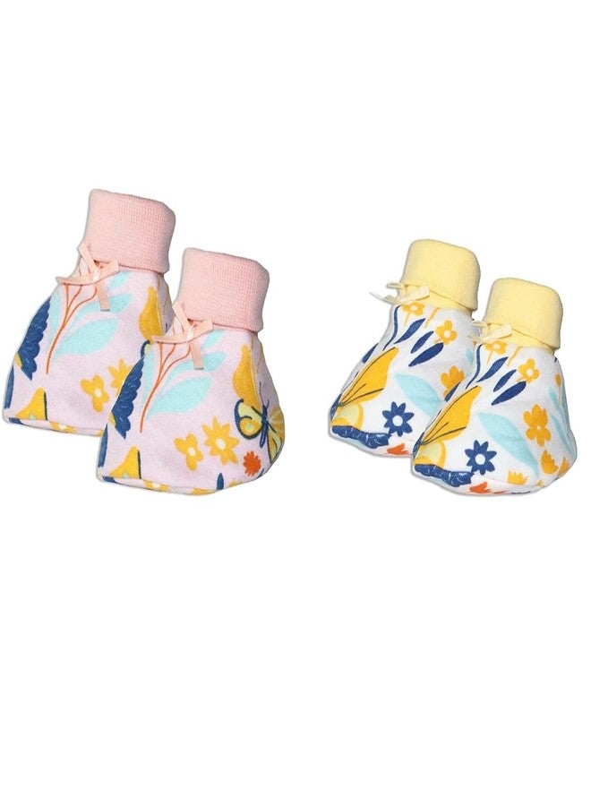 Adhigams Baby Booties Cotton Soft Breathable Newborn Footwear Anti-Slip Socks Shoes Comfortable Lightweight Cozy Warm Cute Design 0-3 Months Pack Of 2 Premium Quality Gift Wear - Image 1