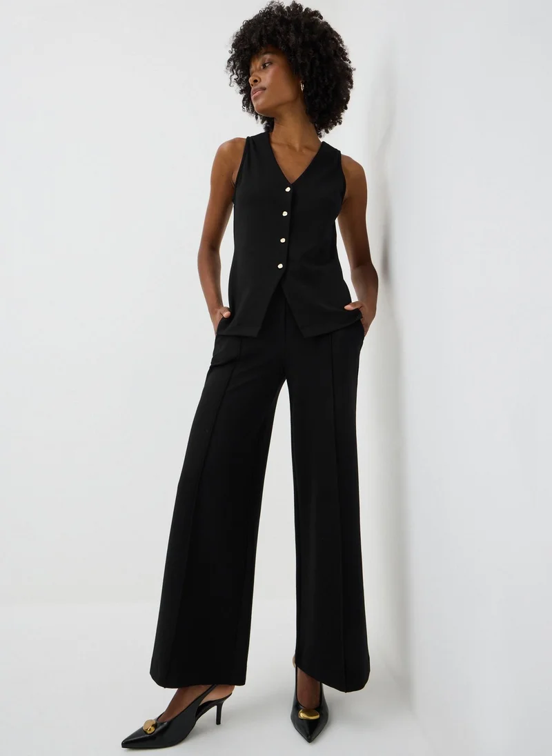 ماتلان Black Ponte Co Ord Wide Leg Trousers