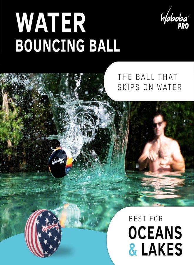 Waboba Pro Water Bouncing Ball with Added Grip - Perfect Toy for Beach and Water Games - Skips on Water - Invented in Sweden - Stars & Stripes - Image 2
