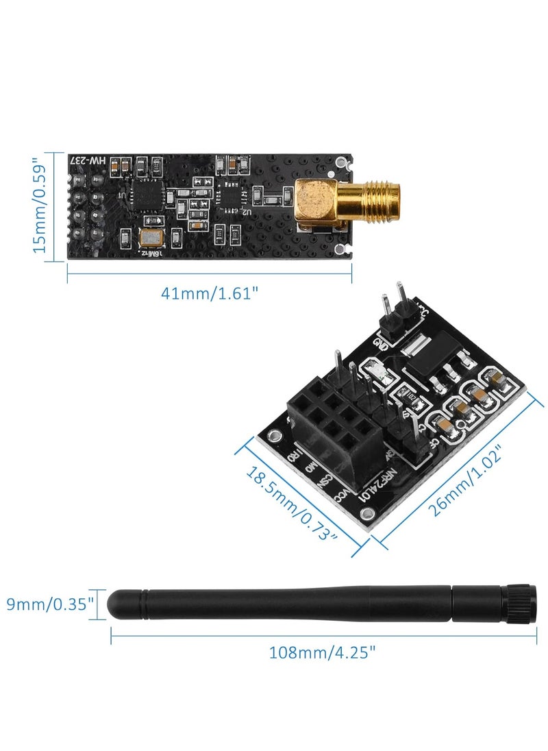 Generic 2PCS NRF24L01+PA+LNA RF Transceiver Module with SMA Antenna – 2.4 GHz, 1100m – Breakout Adapter Compatible with Arduino  - Image 4