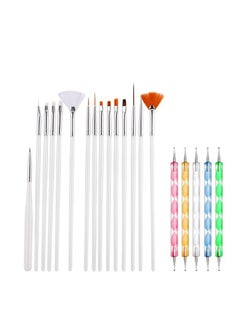 Generic 20-Piece Nail Art Brushes and Dotting Tools Set (White rod) 15 5-point drill pens 