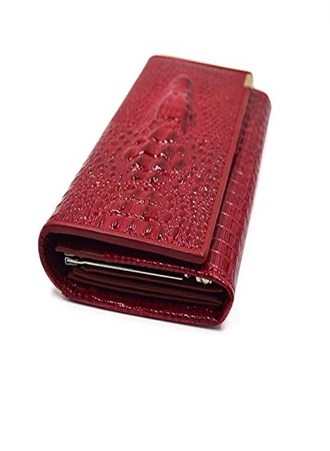 Aisi Women Men Leather Wallet Embossed Crocodile Clutch Wallet Credit Card Holder, Red, One size, Wallet - Image 4