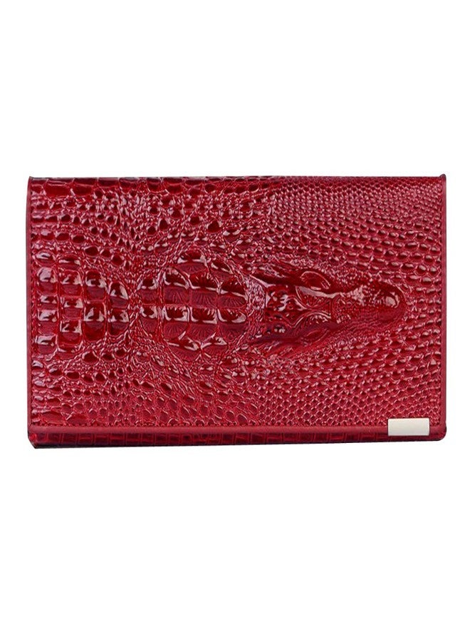 Aisi Women Men Leather Wallet Embossed Crocodile Clutch Wallet Credit Card Holder, Red, One size, Wallet - Image 1