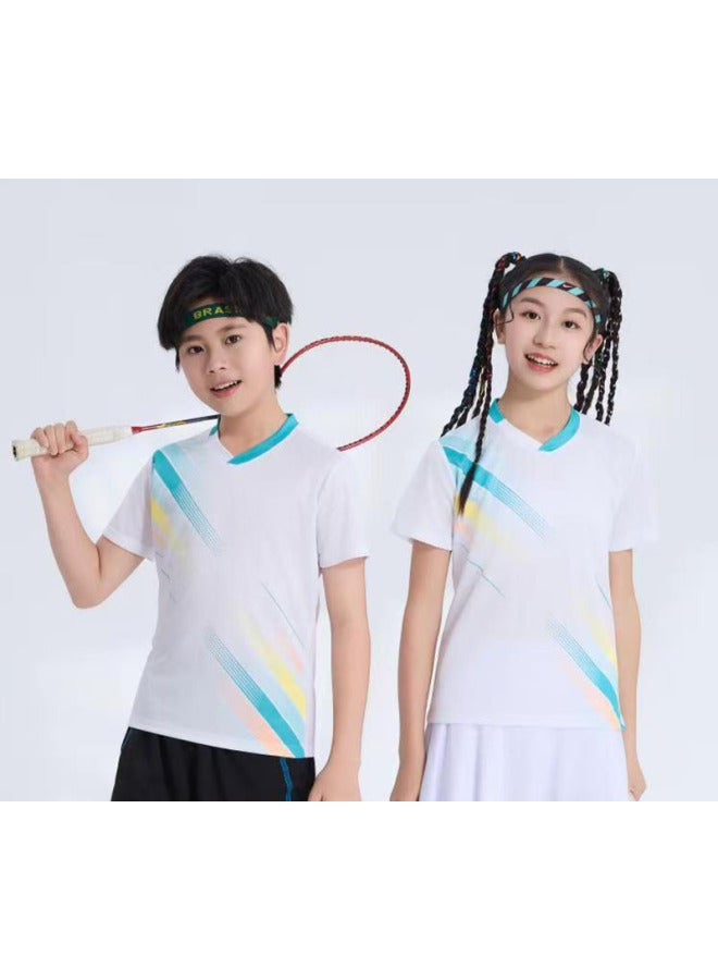 New Badminton Clothing For Children, Same Style Sports Short-sleeved Summer Breathable Clothing, Student Quick-drying Training Clothing, Compeion Clothing 908
