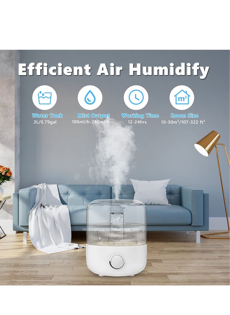 Arabest - Humidifier for Large Room, 3L Air Humidifier for Bedroom, Aroma Diffuser, Essential Oil Function, Ultrasonic Cool Mist, Lower Noise, Adjustable 360° Knob, Auto Shut-Off, Humidifiers for Any Rooms - Image 1