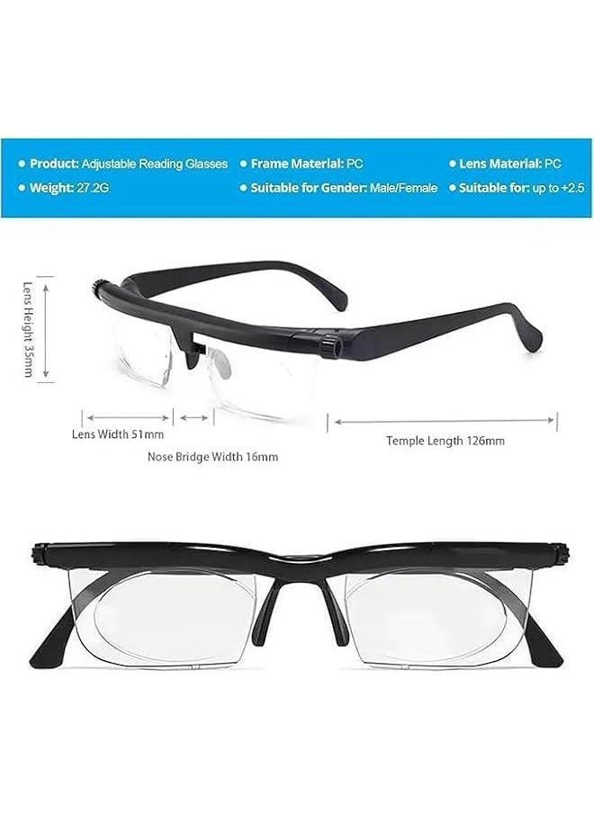 Generic - Adjustable Glasses, FlexVision Focal Adjustable Dial Vision Reading Eyeglasses Reading Glasses Near Far Sight Glasses - Image 1