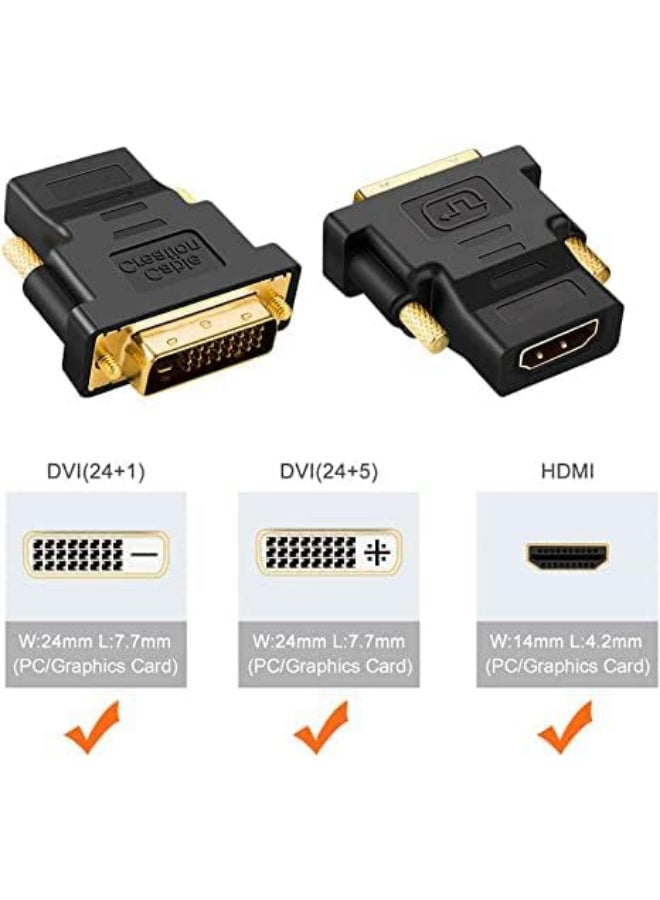 أرسيو محول DVI إلى HDMI من كيبل كرييشن، عبوة من قطعتين ثنائي الاتجاه ذكر DVI إلى أنثى HDMI، يدعم 1080P وثلاثي الأبعاد - Image 2