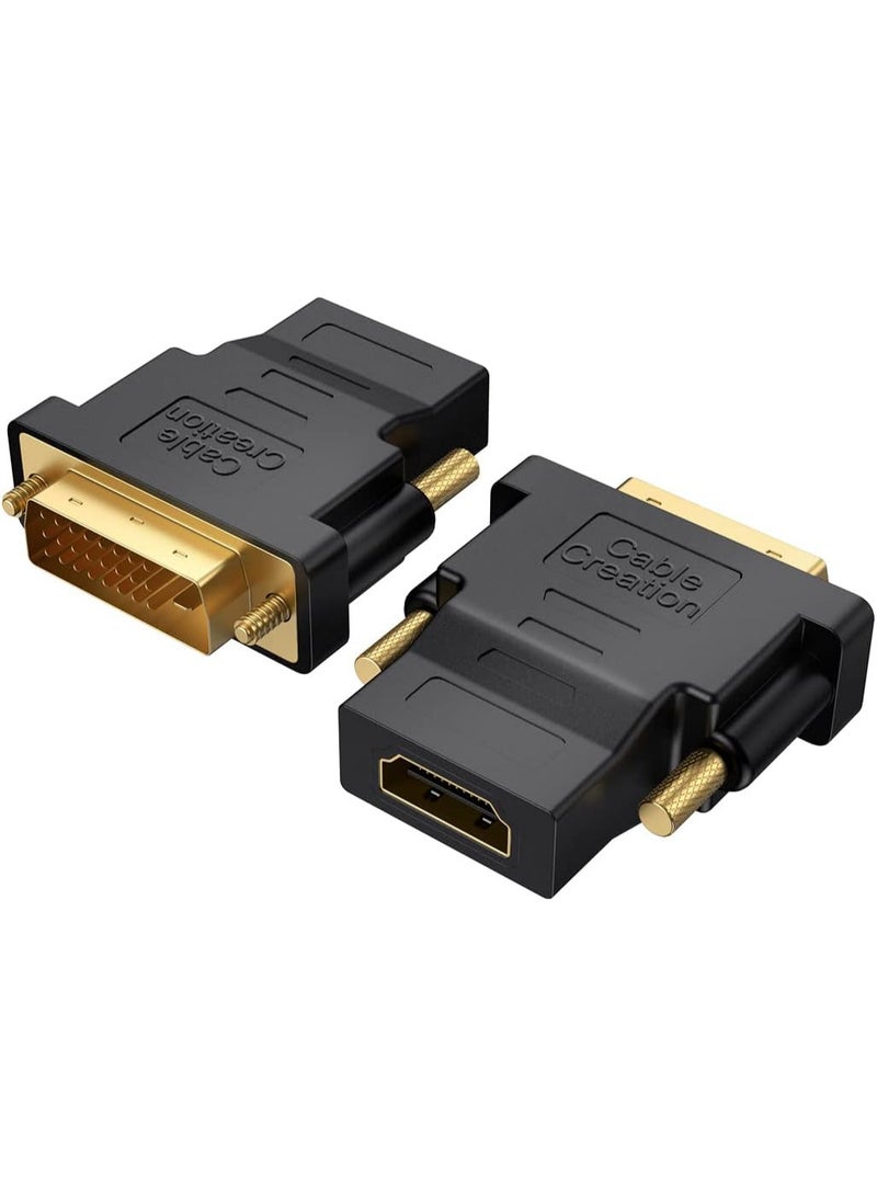 أرسيو محول DVI إلى HDMI من كيبل كرييشن، عبوة من قطعتين ثنائي الاتجاه ذكر DVI إلى أنثى HDMI، يدعم 1080P وثلاثي الأبعاد - Image 1