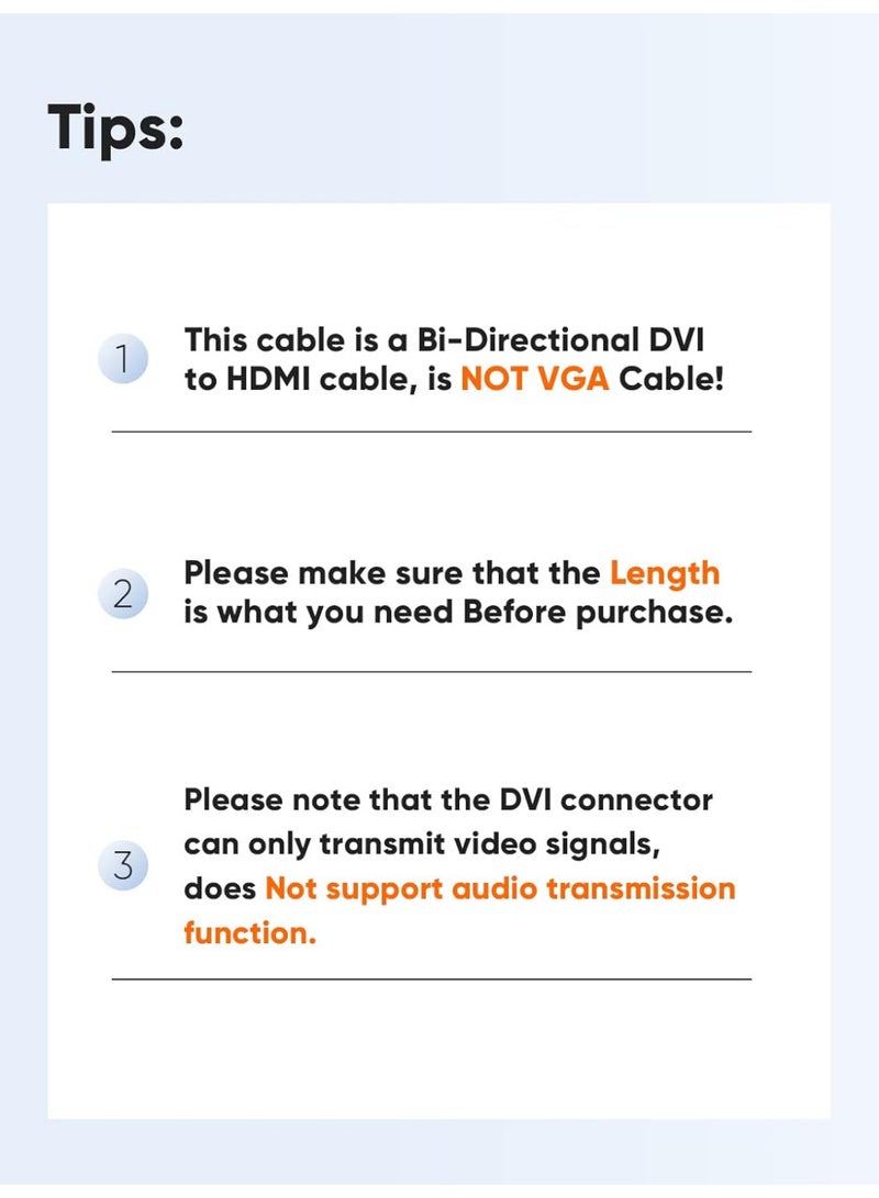 أرسيو محول DVI إلى HDMI من كيبل كرييشن، عبوة من قطعتين ثنائي الاتجاه ذكر DVI إلى أنثى HDMI، يدعم 1080P وثلاثي الأبعاد - Image 4