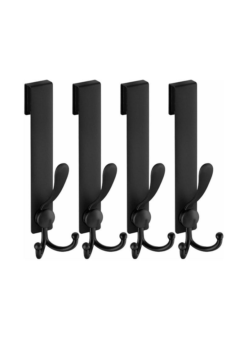 كابتن تيك 4 Pack Shower Door Hooks, Extended 8 inch Over Door Hooks for Bathroom Frameless Glass Shower Door, Stainless Steel Towel Hooks, Heavy Duty Non-Slip Hooks Rack for Robe Towel, Black - Image 1