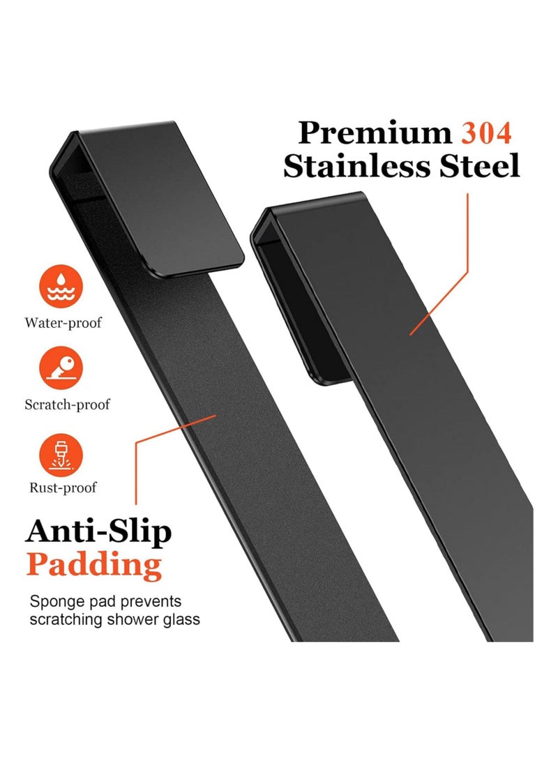 كابتن تيك 4 Pack Shower Door Hooks, Extended 8 inch Over Door Hooks for Bathroom Frameless Glass Shower Door, Stainless Steel Towel Hooks, Heavy Duty Non-Slip Hooks Rack for Robe Towel, Black - Image 4