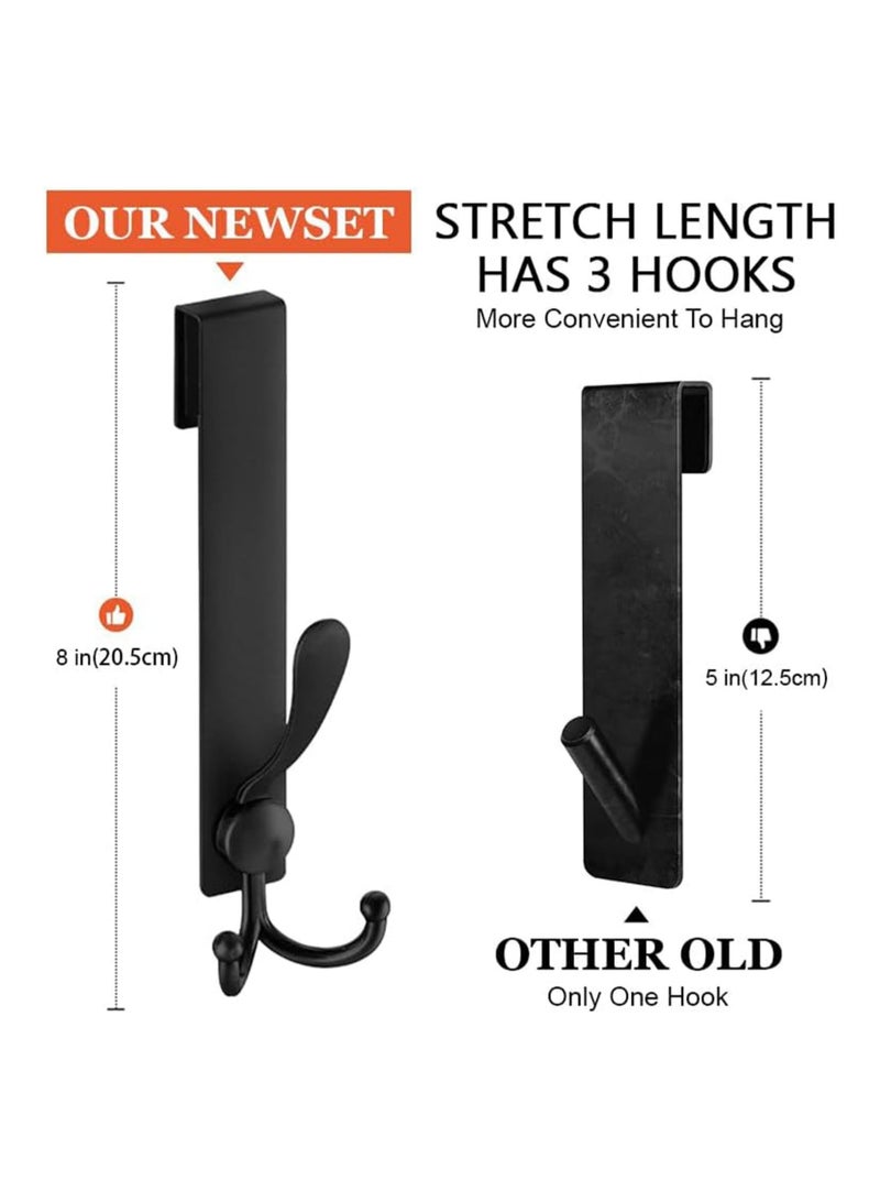 كابتن تيك 4 Pack Shower Door Hooks, Extended 8 inch Over Door Hooks for Bathroom Frameless Glass Shower Door, Stainless Steel Towel Hooks, Heavy Duty Non-Slip Hooks Rack for Robe Towel, Black - Image 5