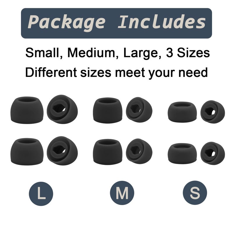 Niukeke 6 Pairs Replacement Eartips for Samsung Galaxy Buds Pro Headphones, Silicone Tips Earbuds Eartips Set, L/M/S Earplug Replacement Accessories (Black, Without Pen) - Image 3
