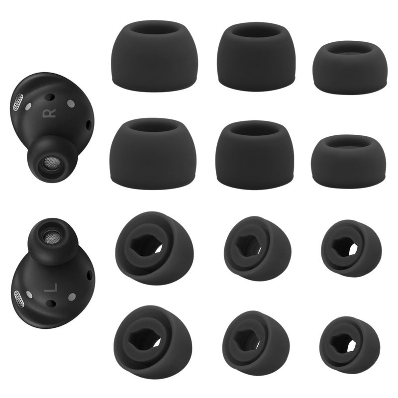 Niukeke 6 Pairs Replacement Eartips for Samsung Galaxy Buds Pro Headphones, Silicone Tips Earbuds Eartips Set, L/M/S Earplug Replacement Accessories (Black, Without Pen) - Image 1