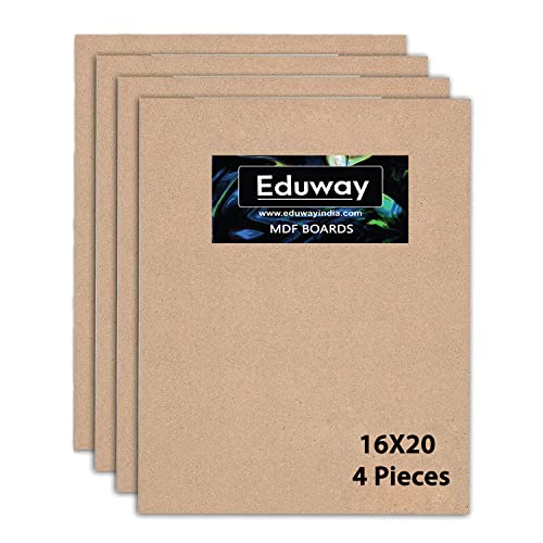 Eduway® 16x20 Inch MDF Board Wood Sheet for Mandala , Lippan, Resin Art & Craft, 4mm Thick, Pack of –4 - Premium Cardboard Material for Artists, Art and Craft Students - Hard Cutout in Small and Large Sizes (40x50 cms) - Image 1