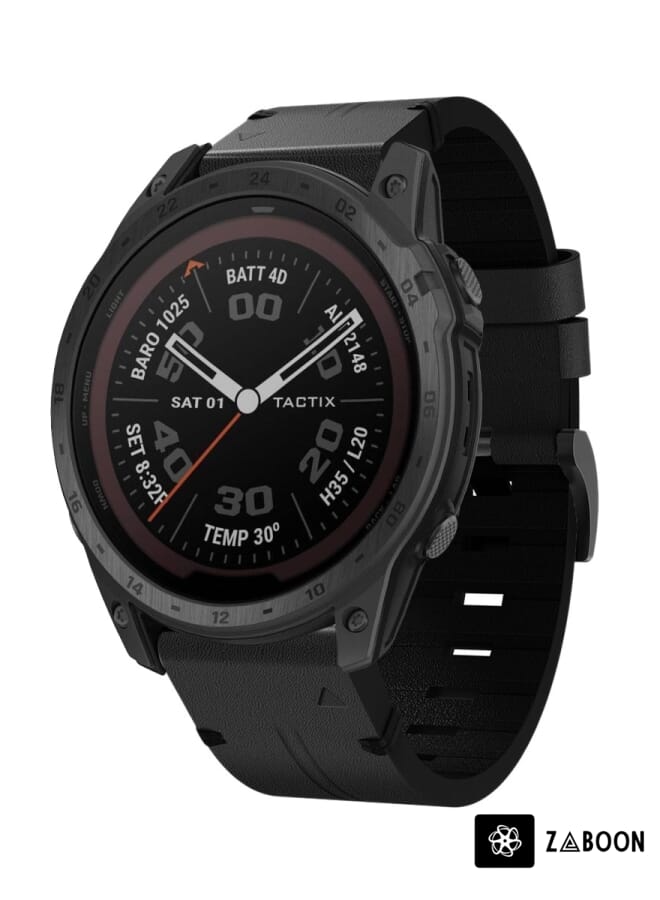 Zaboon Garmin Tactix 7 Pro 26mm Leather Steel Buckle Watch Band - Image 1