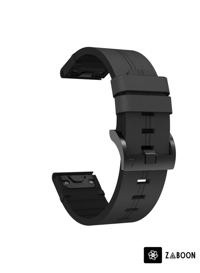 Zaboon Garmin Tactix 7 Pro 26mm Leather Steel Buckle Watch Band - Image 2