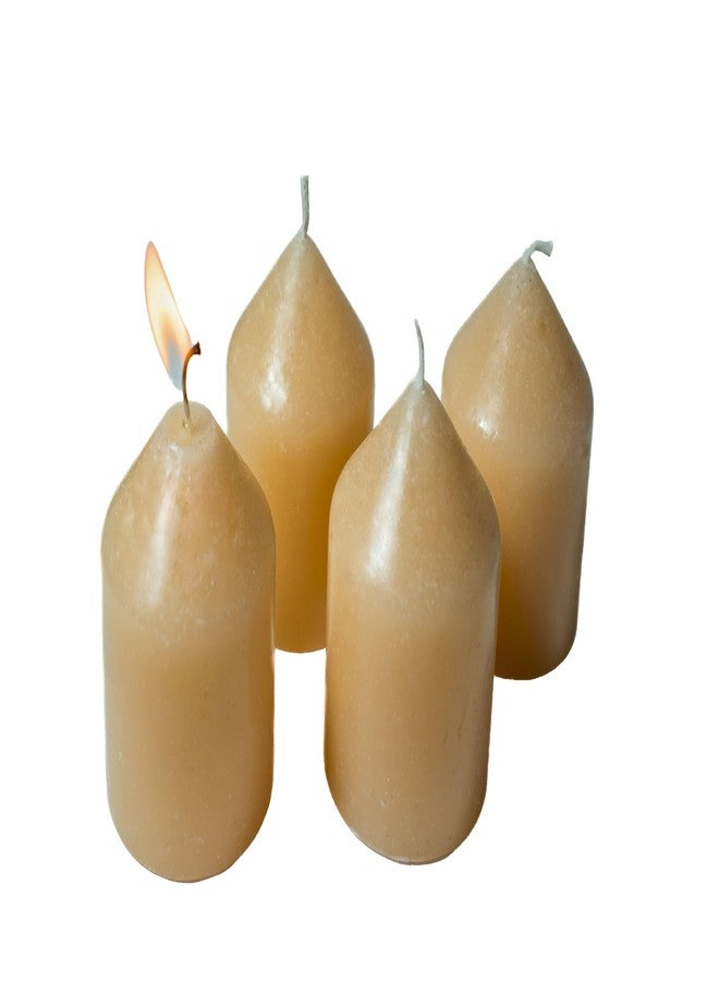 Stone & Feather Scented Small Votive/Pillar Candle, Tropical Peach, Set of 4, Suitable for Romantic Date, Anniversary Decoration, Aromatherapy, Home Decoration, and Party Decor. - Image 4