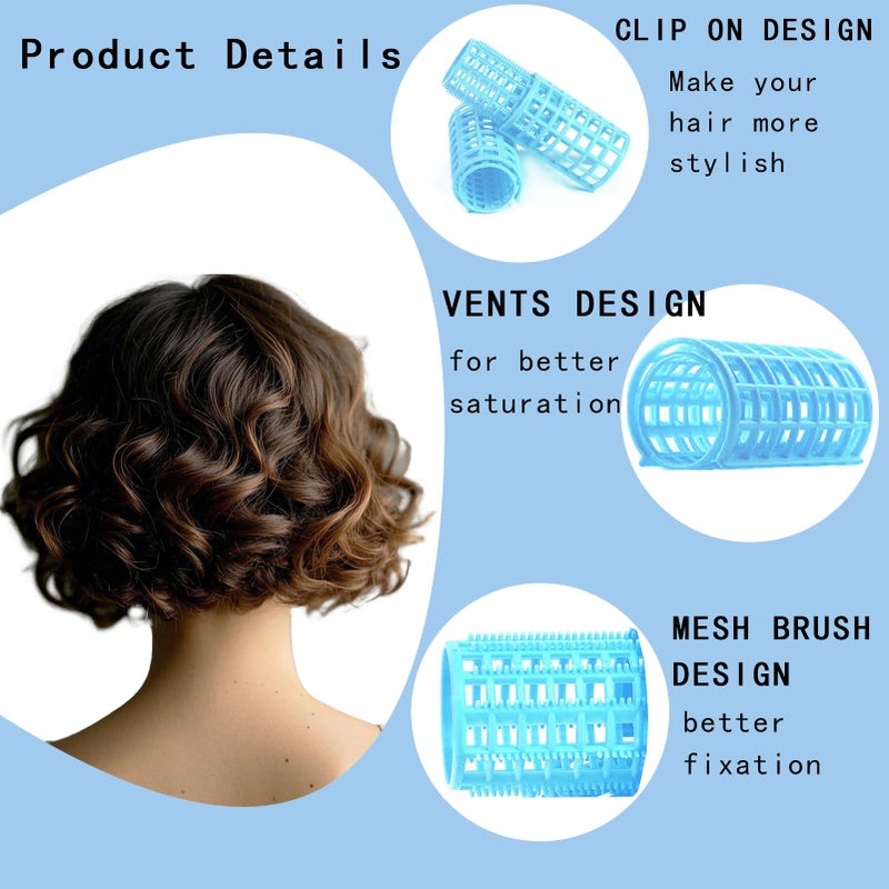 UlifeBetter 28PCS Small Rollers for Short Hair, 0.6in No Heat Tiny Curlers With Clips Small Roller Hair Curlers Set Mini Snap-On Plastic Hair Rollers(Blue) - Image 3