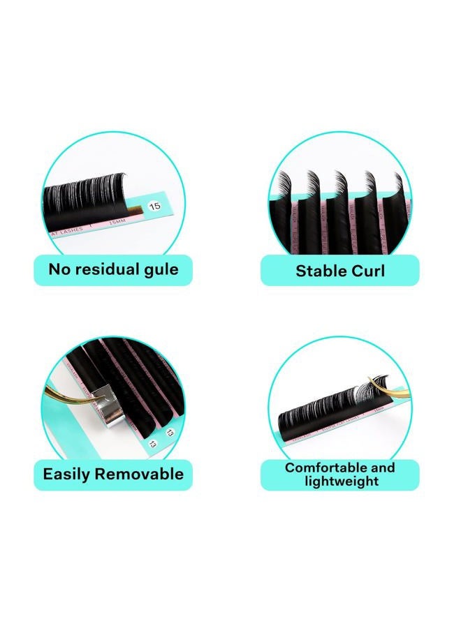 VAVALASH تمديدات الرموش البيضاوية 0.15 مم CC Curl 8-15 مم مختلطة تمديدات رموش مسطحة لوازم الرموش خفيفة الرموش غير اللامعة رموش فردية للاستخدام في الصالون رموش مقلدة سوداء رموش مقلدة من المنك تمديدات رموش (CC-0.15-8-15 مم) - Image 3