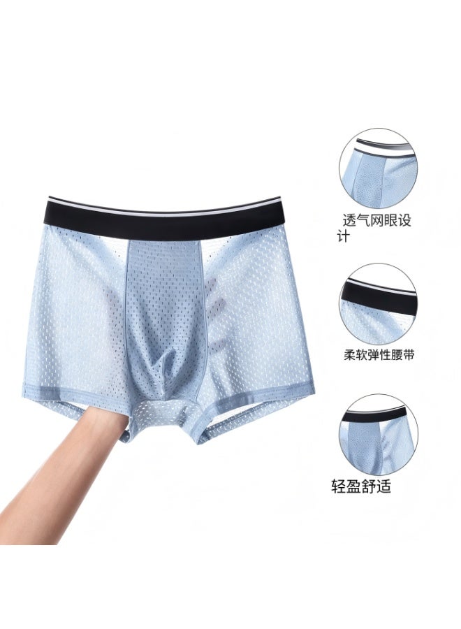Happy-Time 4 Pack Men's Ice Silk Mesh Boxer Briefs, Breathable  Underwear, Ultra-Thin Quick-Dry Seamless Trunks for Summer, Men's Sort Boxer Briefs & Trunks, Comfortable Lightweight Antibacterial Boxers for Daily & Sports Wear - Image 2