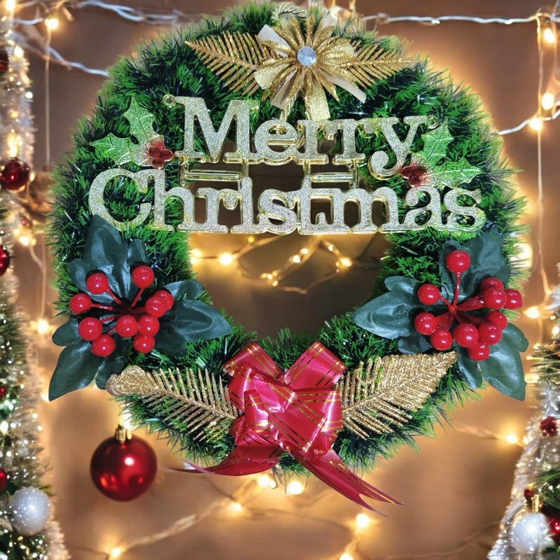Go Hooked Go Hooked Christmas Decoration Wreath Festive Home Decor for Trees Walls Doors Durable Vibrant Reusable Green Pack of 1  - Image 2