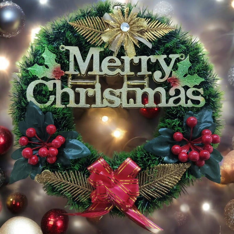 Go Hooked Go Hooked Christmas Decoration Wreath Festive Home Decor for Trees Walls Doors Durable Vibrant Reusable Green Pack of 1  - Image 4
