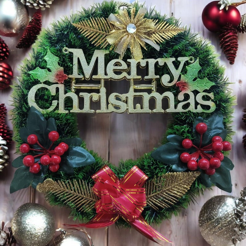 Go Hooked Go Hooked Christmas Decoration Wreath Festive Home Decor for Trees Walls Doors Durable Vibrant Reusable Green Pack of 1  - Image 5