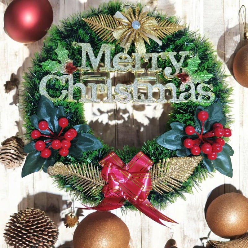 Go Hooked Go Hooked Christmas Decoration Wreath Festive Home Decor for Trees Walls Doors Durable Vibrant Reusable Green Pack of 1  - Image 3