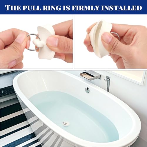 AUGHOA 6 Pieces Drain Stopper, Bathroom Sink Stopper, Bathtub Drain Plug with Hanging Ring, Rubber Bath Tub Plugs for Drain in 6 Different Sizes, White - Image 5