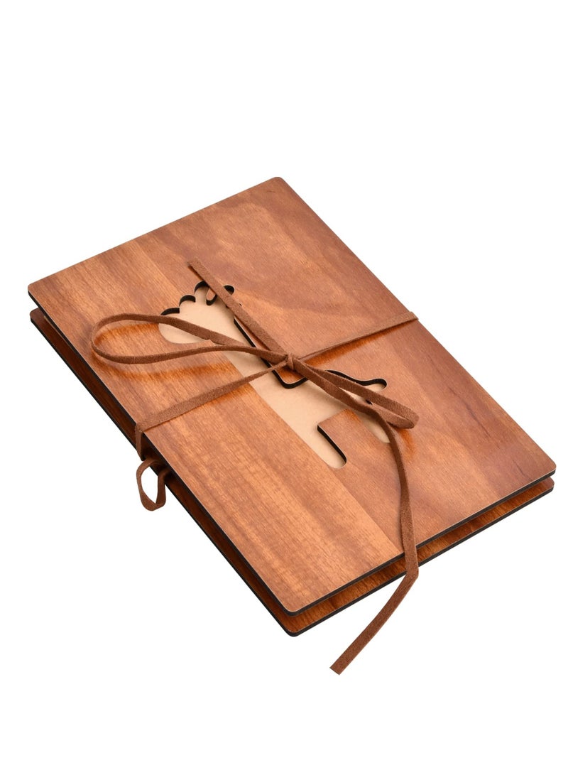 Kraft Photo Album - 17x11cm Scrapbook with 22 Pages, Wooden Animal Print Cover, Perfect for Family Memories, Graduation Records, Growing Up Stories, and Love Keepsakes. - Image 1
